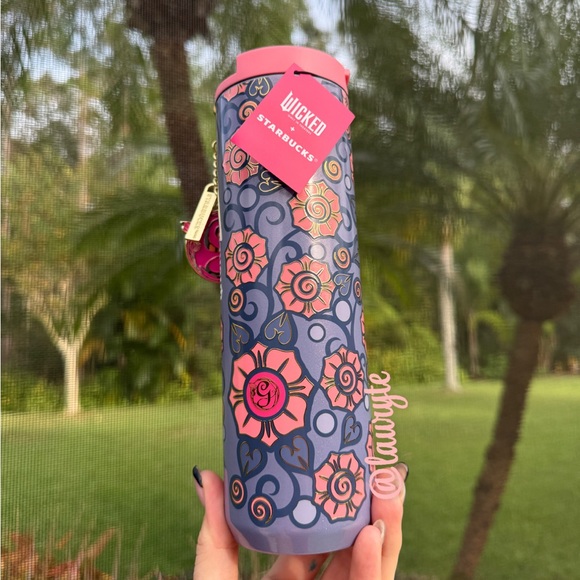 Starbucks x Wicked 2024 Glinda Floral Charm Stainless Steel Tumbler - Picture 6 of 7